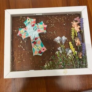 3-D FRAMED ARTWORK SET IN RESIN ON GLASS